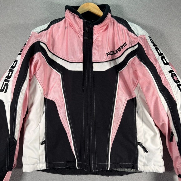 Polaris Snowmobile Jacket Womens Large Pink Full Zip Velocity Heavy Ski Outdoors - Picture 1 of 10